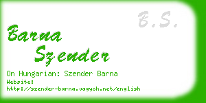 barna szender business card